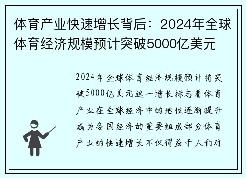 体育产业快速增长背后：2024年全球体育经济规模预计突破5000亿美元